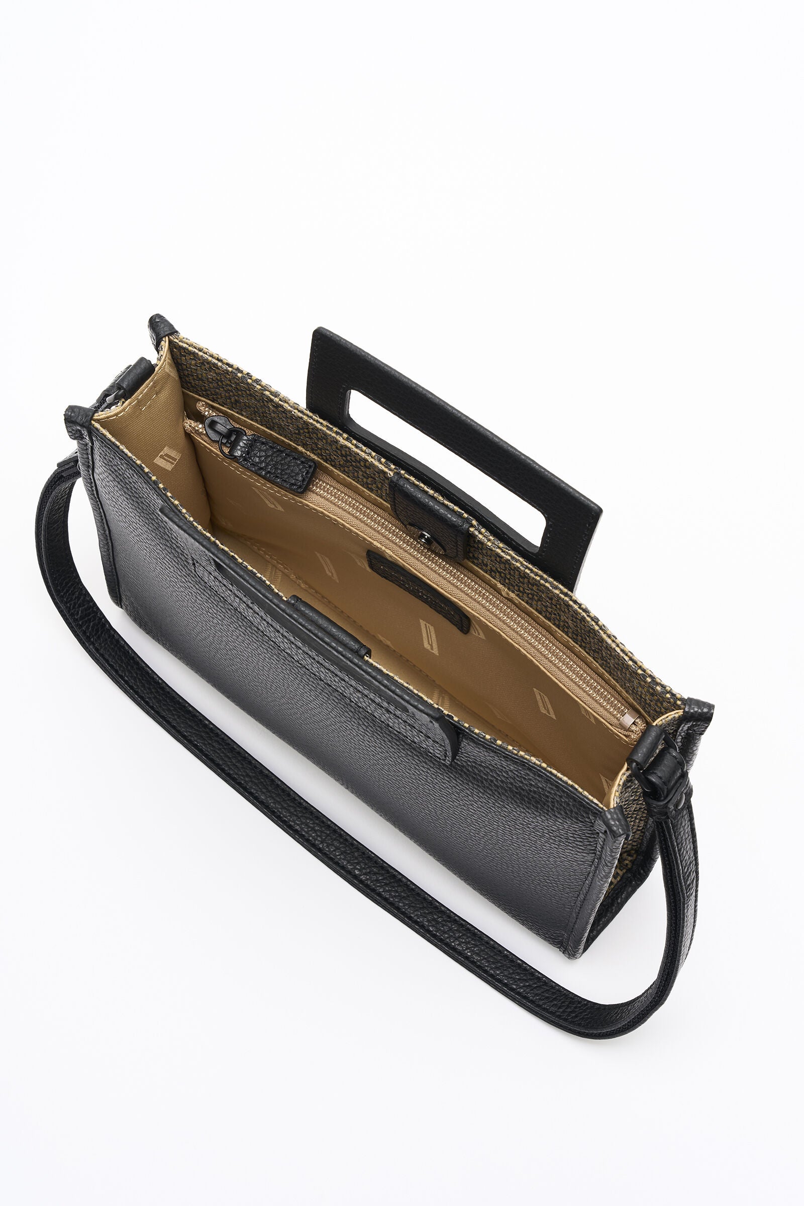 ツイードぺブル トップハンドルクロスボディ M ブラック